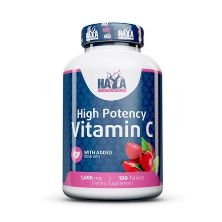 Haya Labs High Potency Vitamin C with Rose Hips 100 tab. (Vitaminas C su paprastuoju erškėčiu)