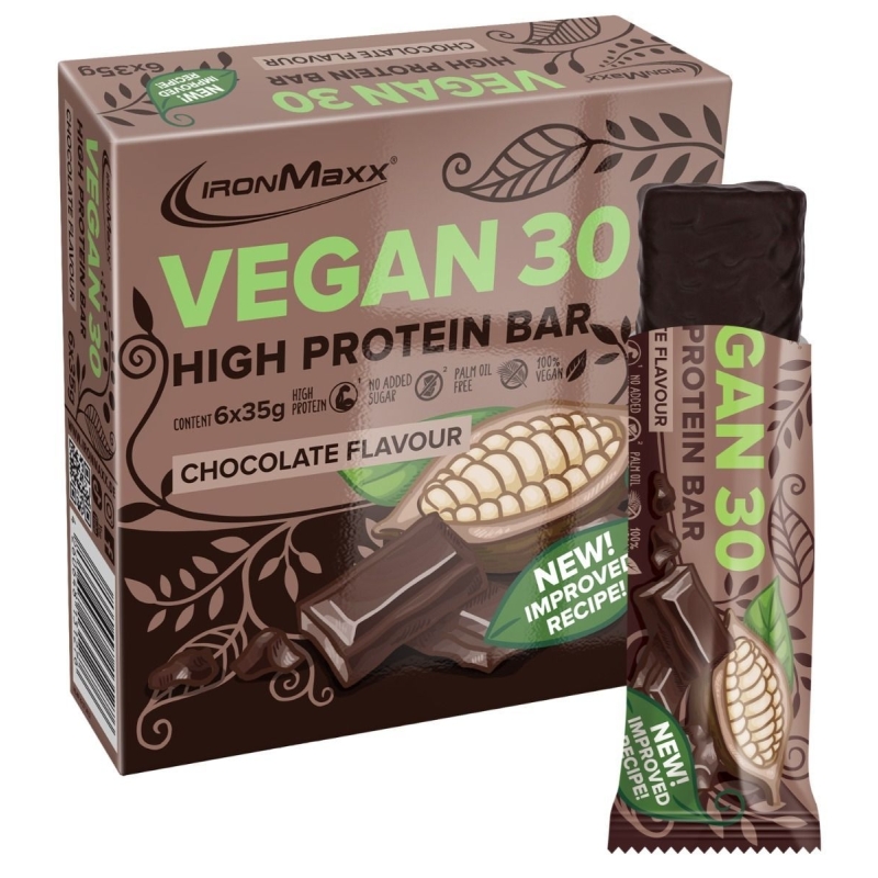 IronMaxx Vegan 30 High Protein Bar 6×35 g. peanut skonis IronMaxx Vegan 30 High Protein Bar 6×35 g. peanut skonis