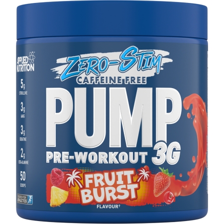 Applied Nutrition Pump 3G Zero Stim Caffeine Free Pre Workout 375 g. fruit burst skonis