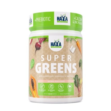 Haya Labs Super Greens 300 g. natural apple shake skonis