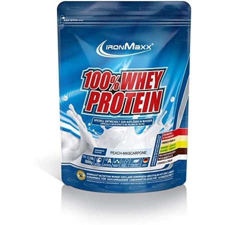 IronMaxx 100% Whey Protein, 500 g strawberry white chocolate skonis