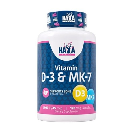 Haya Labs Vitamin D-3 1000 & МK-7 (vitaminas D3 ir K2) 120 kaps.