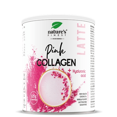 Nature's Finest gėrimo milteliai Pink Collagen Latte (kolagenas) 125 g.