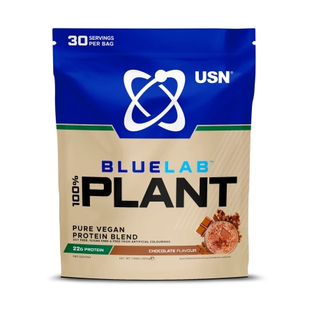 USN BlueLab 100% Plant Protein 900 g. chocolate skonis