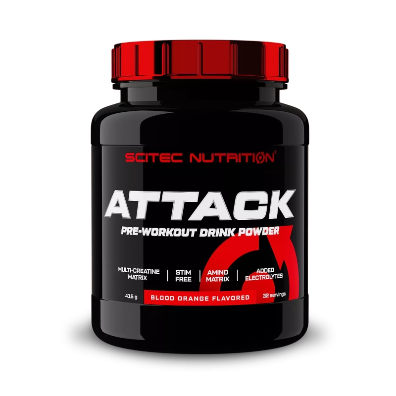 Scitec Attack 416 g. blood orange skonis Scitec Attack 416 g. blood orange skonis