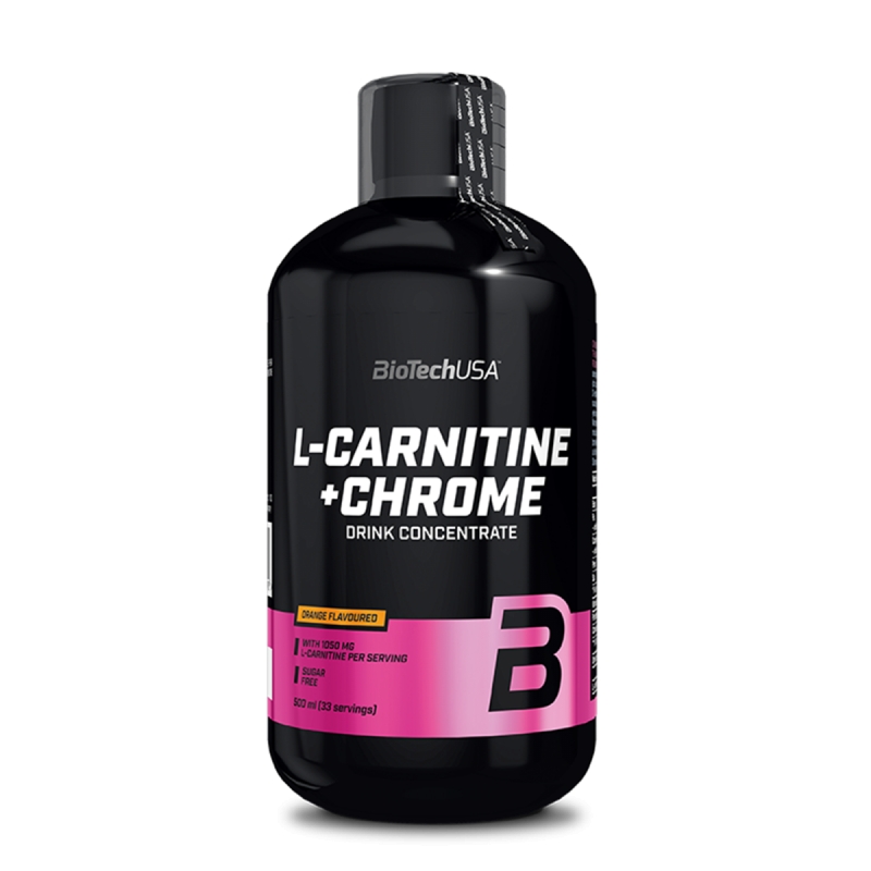 Biotech Liquid L-Carnitine + Chrome 500 ml. orange skonis Biotech Liquid L-Carnitine + Chrome 500 ml. orange skonis