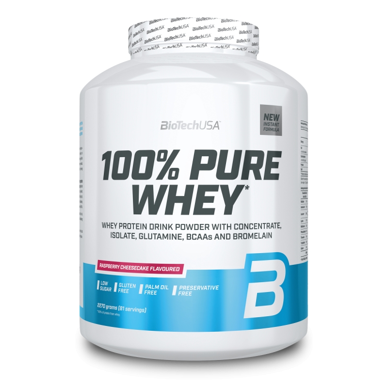 Biotech 100% Pure Whey 2270 g. raspberry cheesecake skonis Biotech 100% Pure Whey 2270 g. raspberry cheesecake skonis