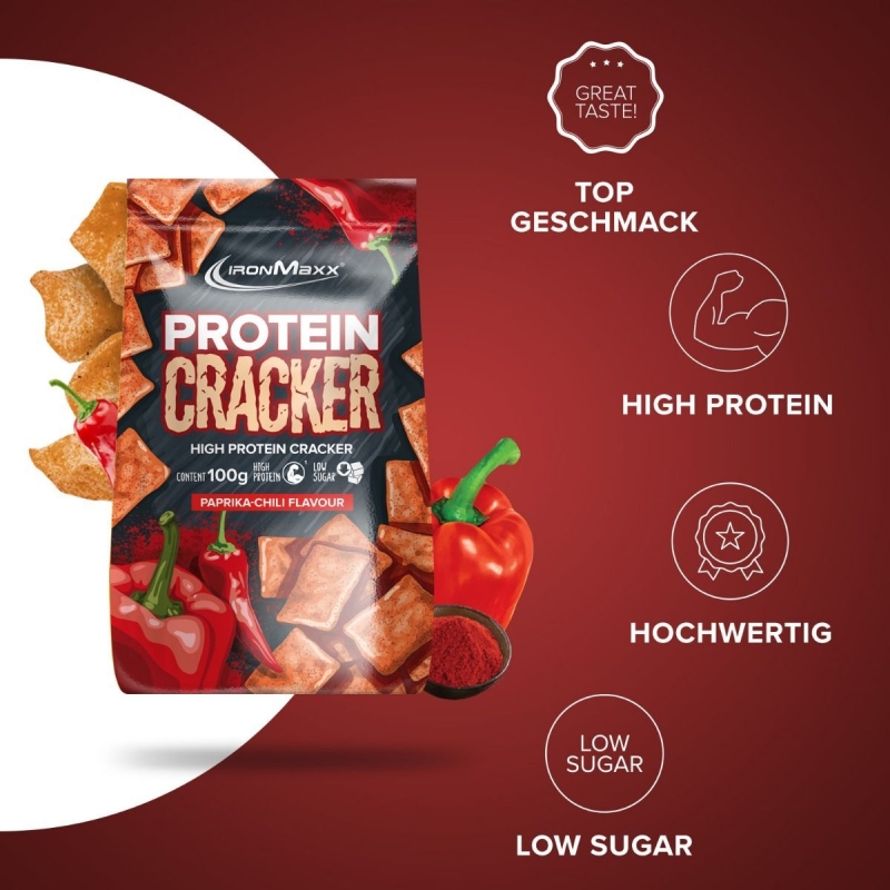 IronMaxx Protein Cracker 100 g. (krekeriai) paprika chili Galioja iki 2026 03 30 IronMaxx Protein Cracker 100 g. (krekeriai) paprika chili Galioja iki 2026 03 30