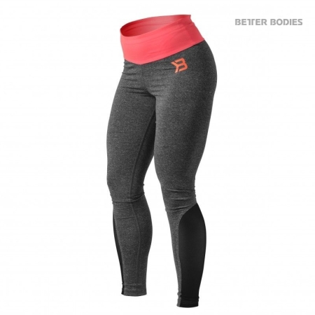 Better Bodies BB Shaped Tights (Anthracite melange/coral) s