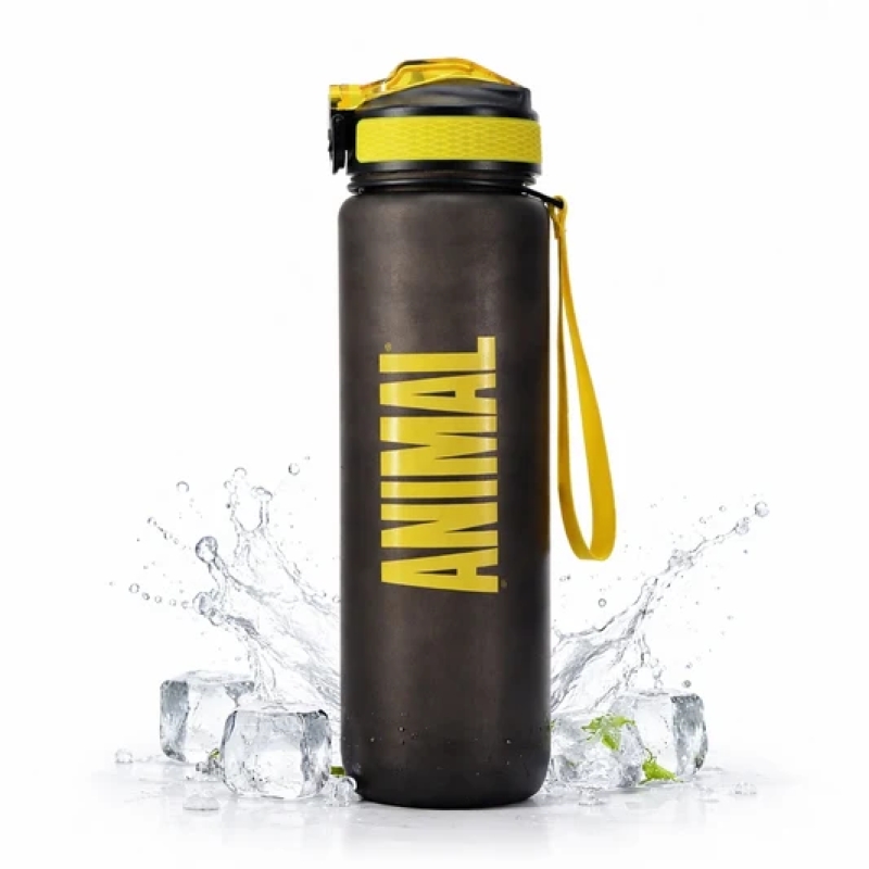 Universal Animal Sports Water Bottle 1000 ml. black with yellow spalva Universal Animal Sports Water Bottle 1000 ml. black with yellow spalva